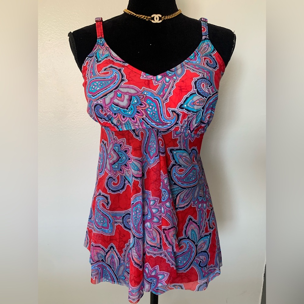 Croft & Barrow Red and Blue Paisley Camisole